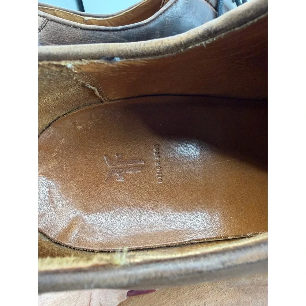 Frye James Lug Oxford Shoes Mens 11 D Dark Brown Leather Distressed Derby